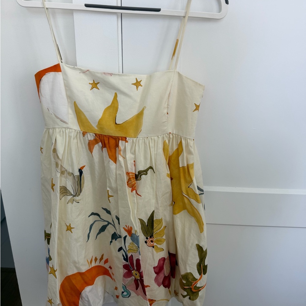 Zara Cream Mini Dress with Yellow & Orange Floral Print